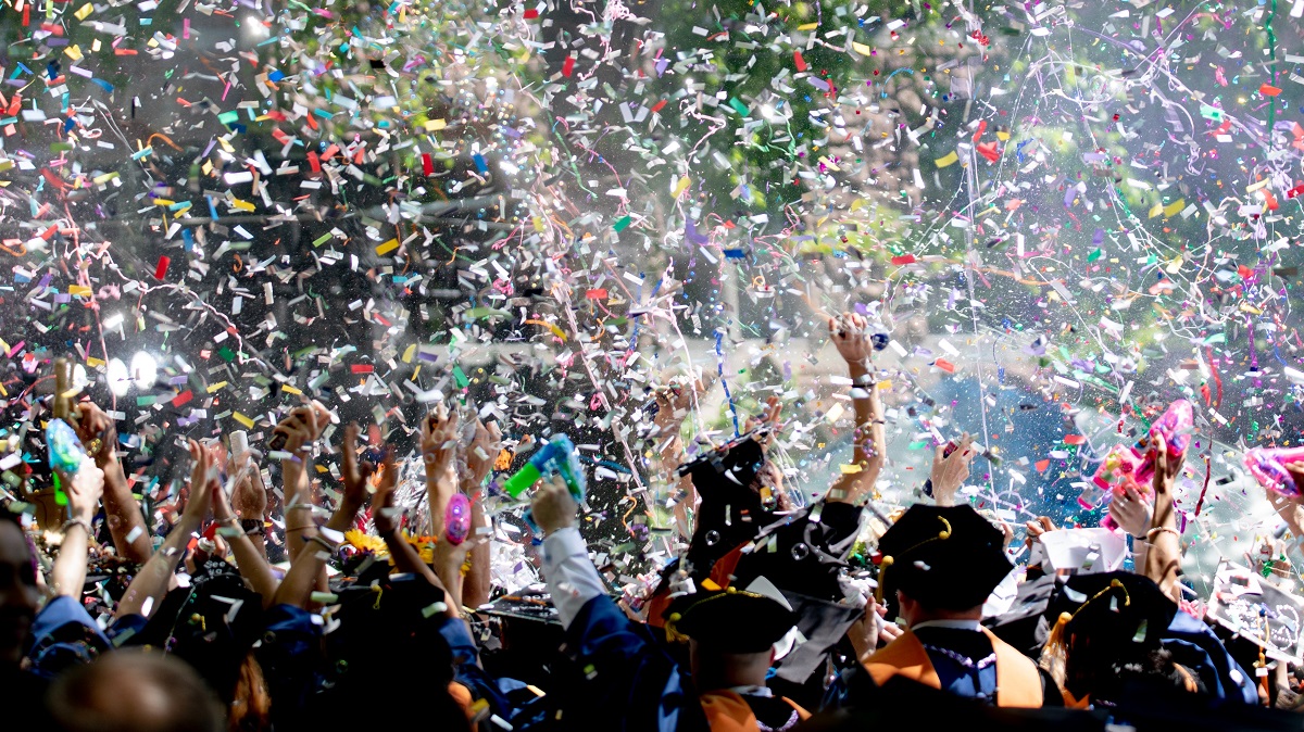 graduation celebration with confetti