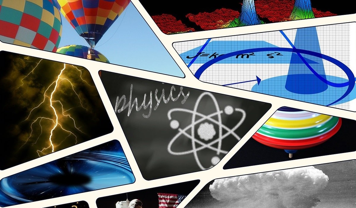 collage of physics related images