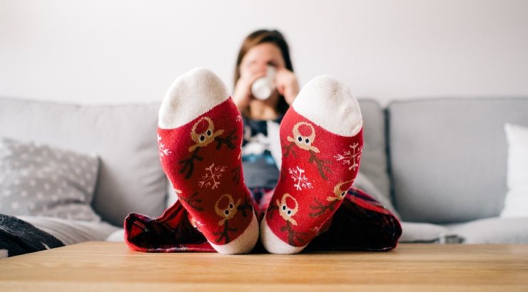 woman wearing red socks