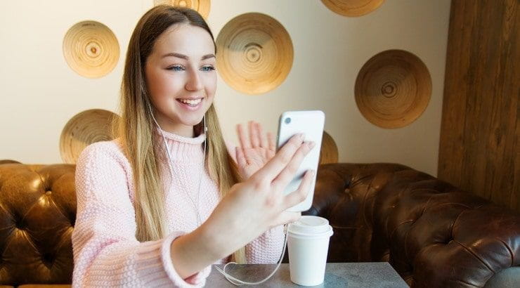 student making video call