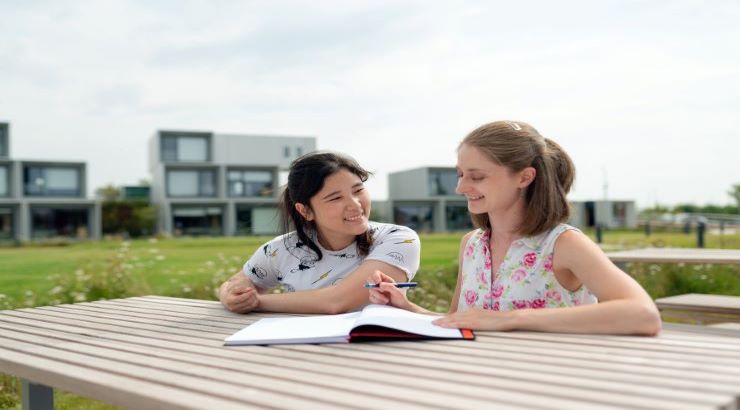 female students studying