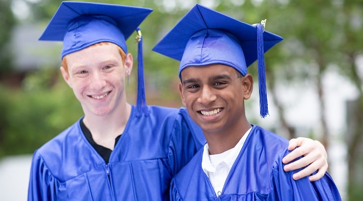students in cap and gown