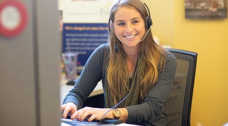 woman working at desk