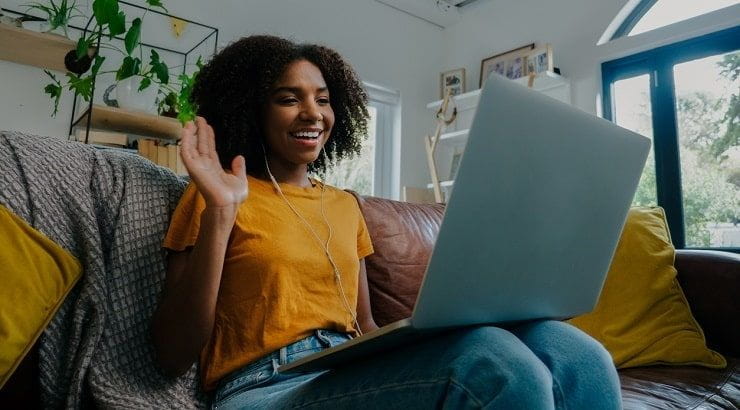 female student on video chat