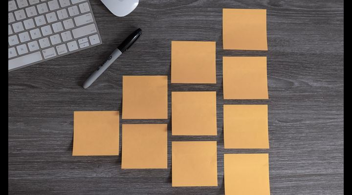 blank post it notes on desk