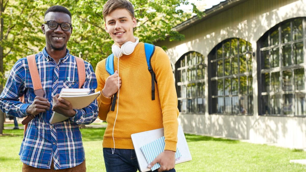 two college students on campus