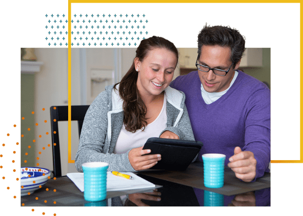 man and woman smiling